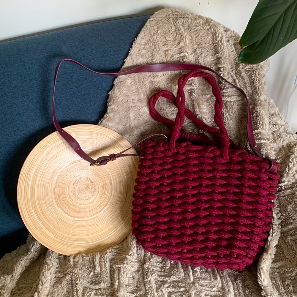 Zara burgundy woven purse